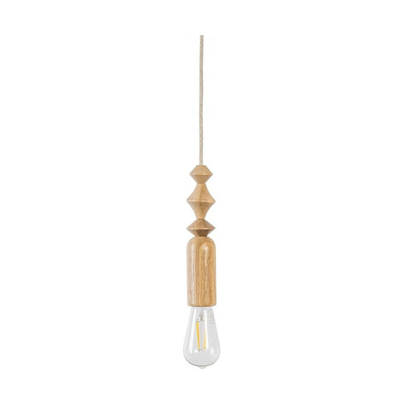 Lampa drewniana wisząca z lnianym przewodem Loft Tammi 5cm Kolorowe kable