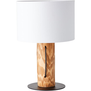 Lampa stołowa drewniana z abażurem Jimena sosna / biały Brilliant