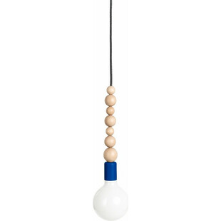 Lampa drewniana wisząca żarówka Loft Sfarer ciemnoniebieski / srebrzysta skała Kolorowe kable