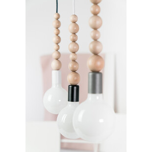 Lampa drewniana wisząca żarówka Loft Sfarer ciemnoszary / biała perła Kolorowe kable