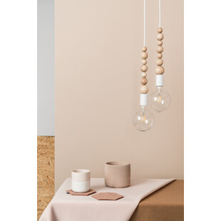 Lampa drewniana wisząca żarówka Loft Sfarer biały / węgiel kamienny Kolorowe kable