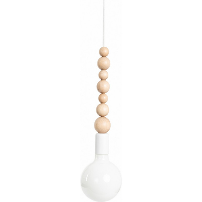 Lampa drewniana wisząca na listwie Loft Sfarer III biały / biała perła Kolorowe kable