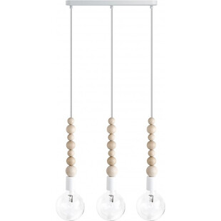 Lampa drewniana wisząca na listwie Loft Sfarer III biały / biała perła Kolorowe kable
