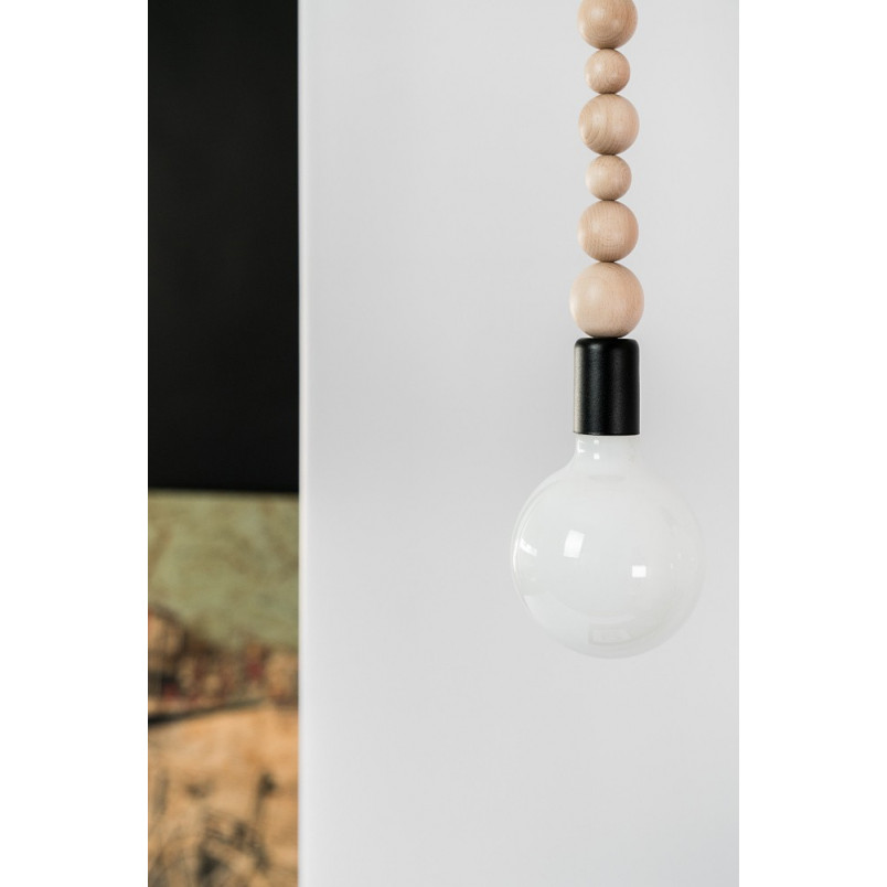 Lampa drewniana wisząca na listwie Loft Sfarer III 40cm czarny / węgiel kamienny Kolorowe kable