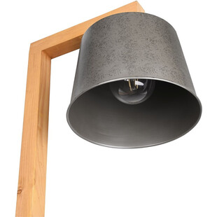 Lampa podłogowa drewniana z półkami Rodrigo nikiel antyczny Trio