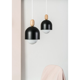 Lampa wisząca skandynawska Loft Ovoi 17cm czarny / biała perła Kolorowe kable