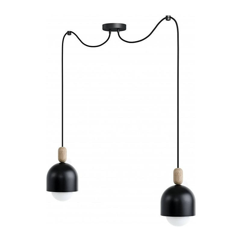 Lampa wisząca skandynawska Loft Ovoi II czarny / węgiel kamienny Kolorowe kable