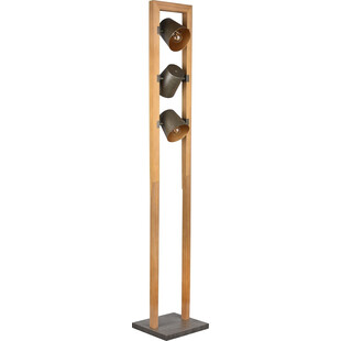 Lampa podłogowa industrialna Bell nikiel antyczny / drewno Trio