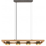 Lampa wisząca industrialna Bell IV 100cm nikiel antyczny / drewno Trio