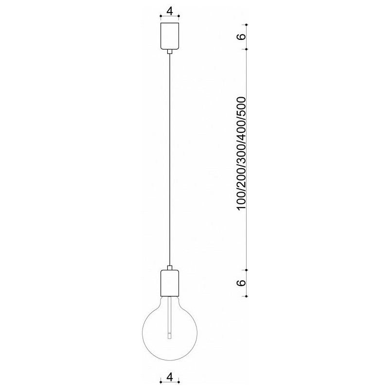 Lampa wisząca żarówka na kablu Loft Metal Line 4cm węgiel kamienny Kolorowe kable