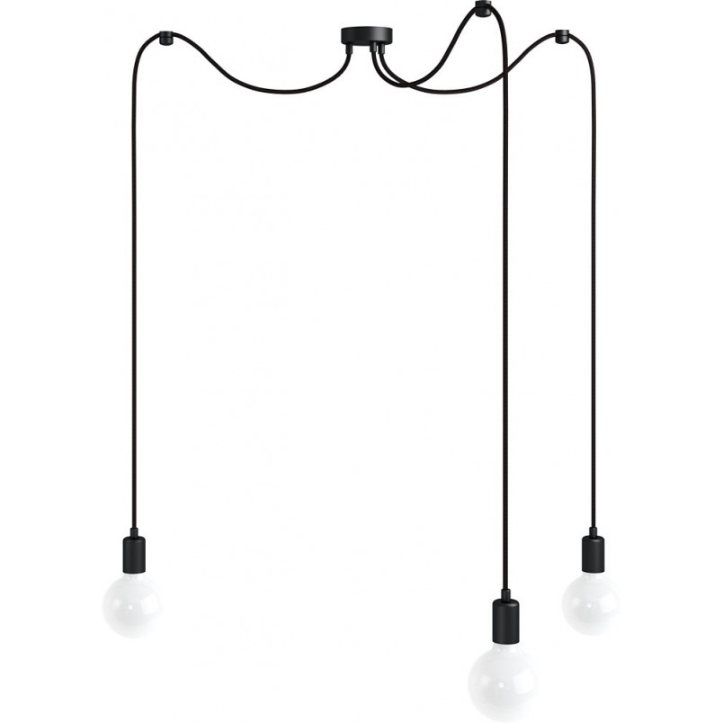 Lampa pająk Loft Multi Metal Line czarny / czarny tulipan Kolorowe kable