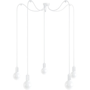 Lampa pająk 5 żarówek Loft Multi Metal Line biały / biały bez Kolorowe kable