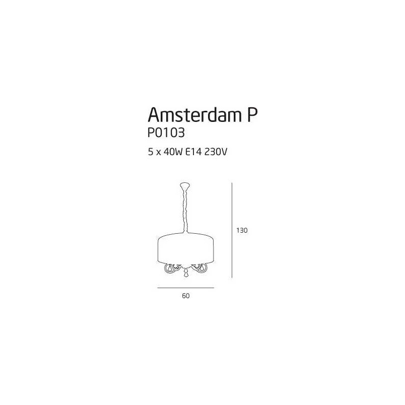 Lampa wisząca glamour z abażurem Amsterdam 60 Chrom/Biały marki MaxLight