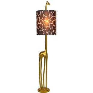 Lampa podłogowa żyrafa z abażurem Miss Tall złoty mat / brązowy Lucide