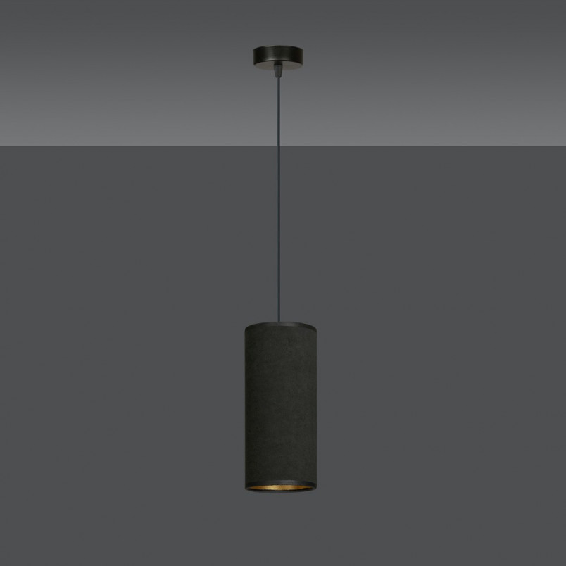 Lampa wisząca tuba z abażurem Bente 10cm czarna Emibig