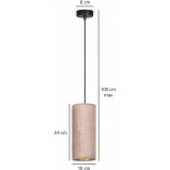 Lampa wisząca tuba z abażurem Bente 10cm różowa Emibig