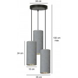 Lampa wisząca potrójna Bente Premium III 25cm szara Emibig