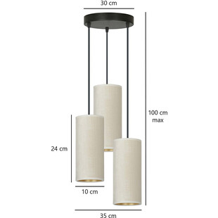 Lampa wisząca potrójna Bente Premium III 25cm biało-beżowa Emibig