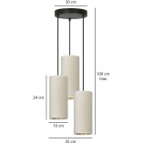 Lampa wisząca potrójna Bente Premium III 25cm biało-beżowa Emibig