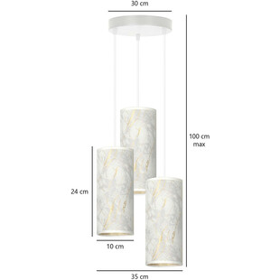 Lampa wisząca potrójna Karli Premium III 25cm biały marmur Emibig