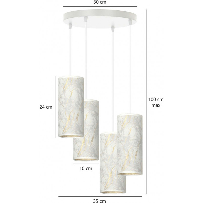 Lampa wisząca potrójna Karli Premium IV 35cm biały marmur Emibig