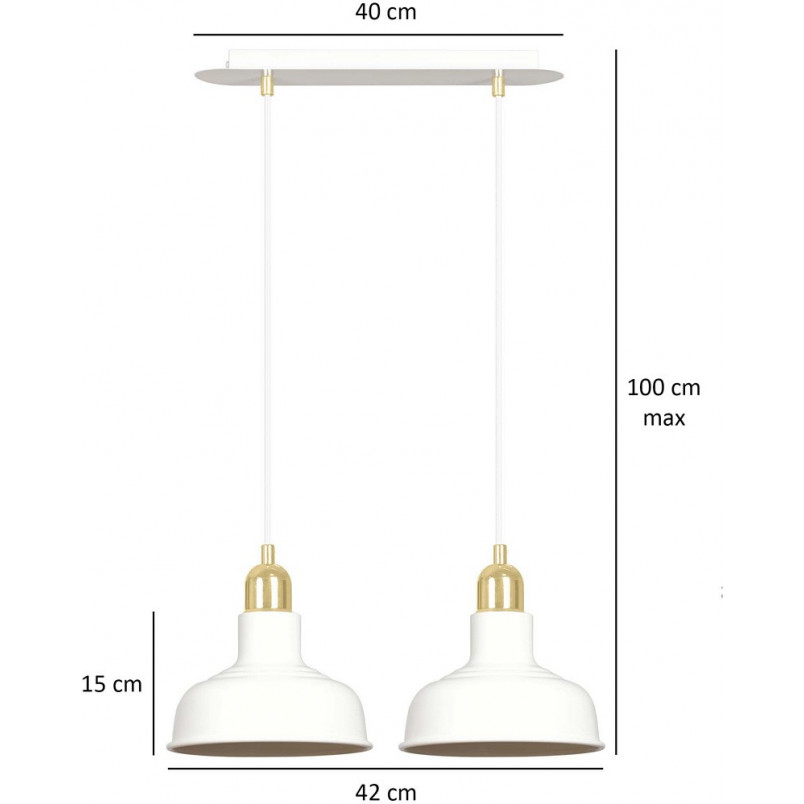 Lampa wisząca loft na listwie Ibor II 42cm biało-złota Emibig