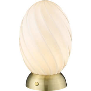 Lampa na stolik nocny szklana Twist Oval opal/mosiądz HaloDesign