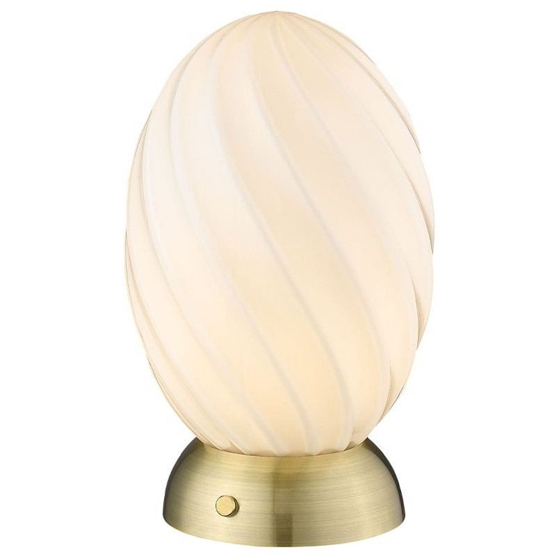 Lampa na stolik nocny szklana Twist Oval opal/mosiądz HaloDesign