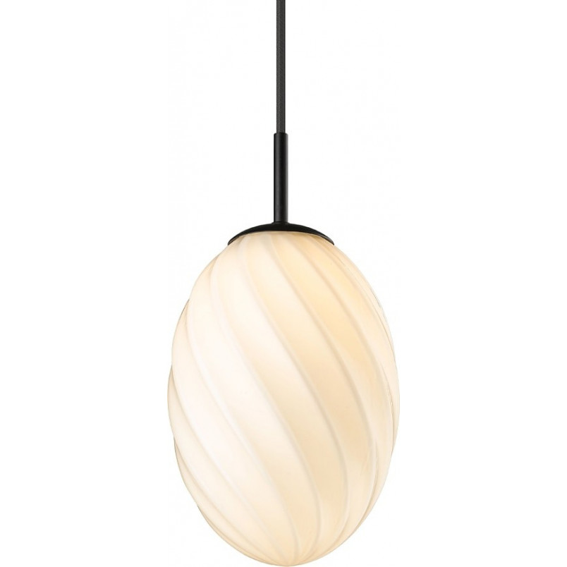 Lampa szklana Twist Oval 15cm opal/czarny HaloDesign