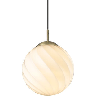 Lampa szklana kula Twist 25cm opal/mosiądz HaloDesign