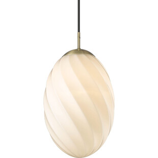 Lampa szklana Twist Oval 25cm opal/mosiądz HaloDesign