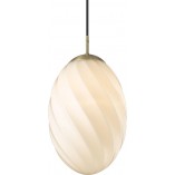 Lampa szklana Twist Oval 25cm opal/mosiądz HaloDesign