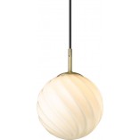 Lampa szklana kula Twist 15cm opal/mosiądz HaloDesign