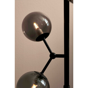 Lampa podłogowa szklane kule Atom czarny/szkło dymione HaloDesign