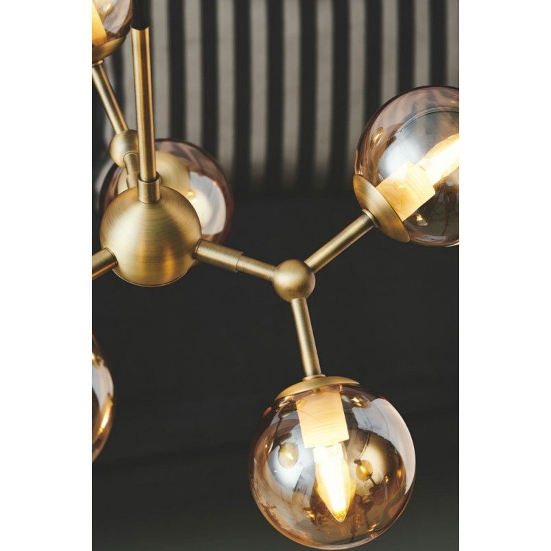 Lampa szklane kule Atom Mini VI antyczny mosiądz/bursztynowy HaloDesign