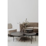 Okrągły stolik kawowy loft Tre 60 marmur/czarny marki Nordifra
