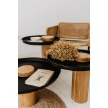 Stolik drewniany z tacą Tyk 50cm dębowo-czarny Nordifra