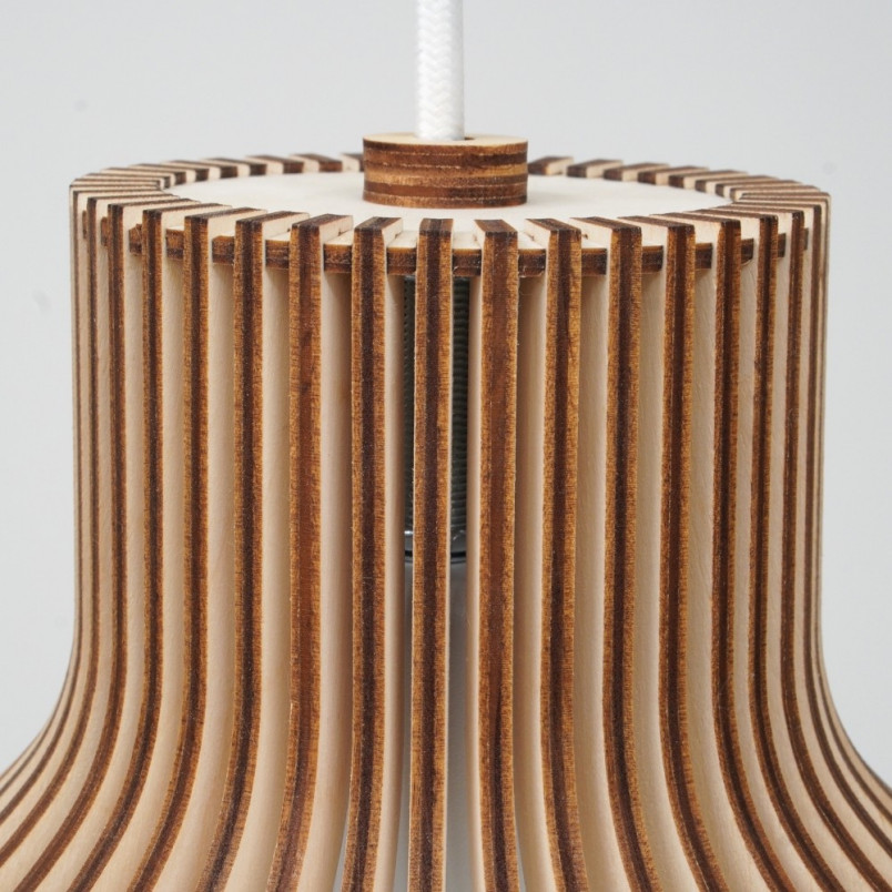 Skandynawska lampa ze sklejki wisząca Graal 35 PLYstudio do kuchni