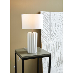 Lampa stołowa ceramiczna z abażurem Column biała Markslojd