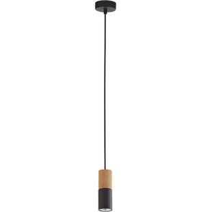 Lampa wisząca tuba z drewnem Elit 5,2cm czarna TK Lighting