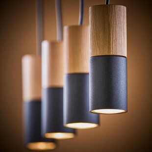 Lampa wiszące tuby z drewnem Elit IV 71cm czarna TK Lighting
