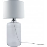 Lampa stołowa szklana z abażurem Samasun biały / przeźroczysty ZumaLine