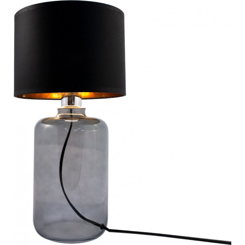 Lampa stołowa szklana z abażurem Samasun czarno-złoty / szkło dymione ZumaLine