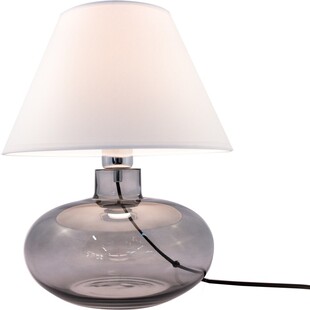 Lampa stołowa szklana z abażurem Mersin biały / szkło dymione ZumaLine