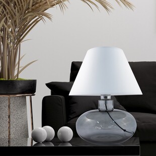 Lampa stołowa szklana z abażurem Mersin biały / szkło dymione ZumaLine