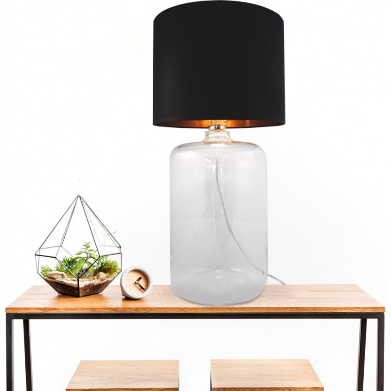 Lampa stołowa szklana z abażurem Amarsa czarno-złoty / przeźroczysty ZumaLine
