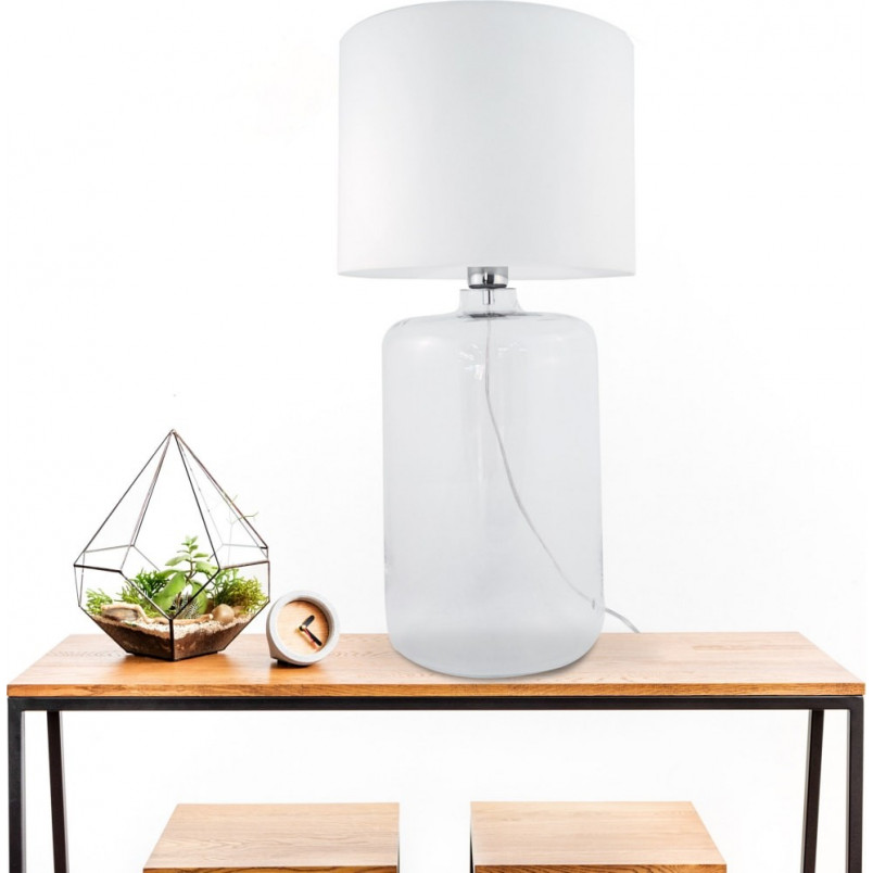 Lampa stołowa szklana z abażurem Amarsa biały / przeźroczysty ZumaLine