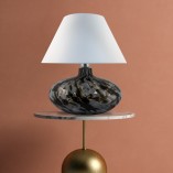 Lampa stołowa szklana z abażurem Adana Krezle biała ZumaLine