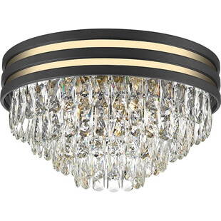 Plafon glamour z kryształkami Naica 46cm czarny / złoty ZumaLine