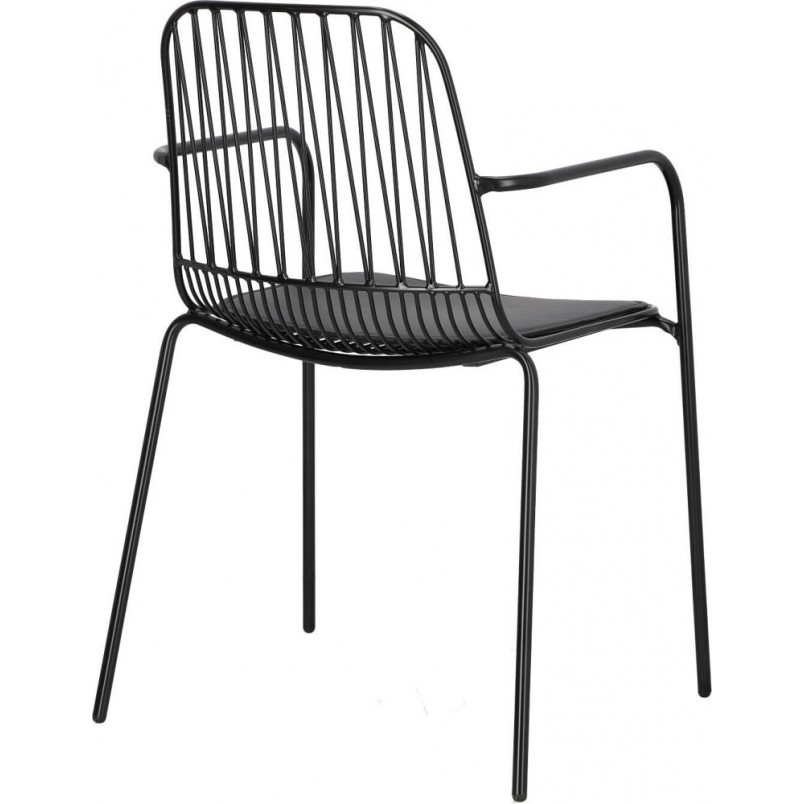 Krzesło druciane z podłokietnikami Willy Arm Black czarne Intesi